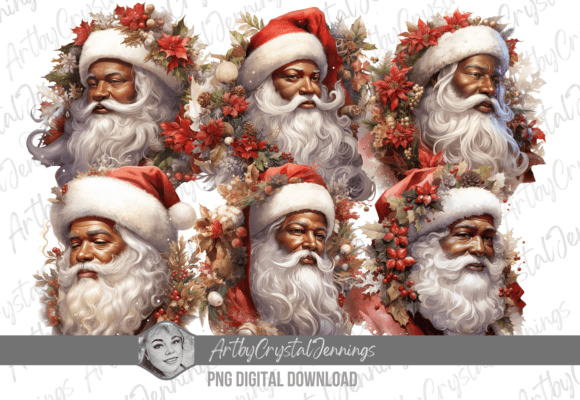 Black Santa Watercolor Clipart: Illustrations Review