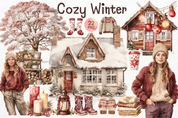 Cozy Winter Watercolor Sublimation Illustrations Review