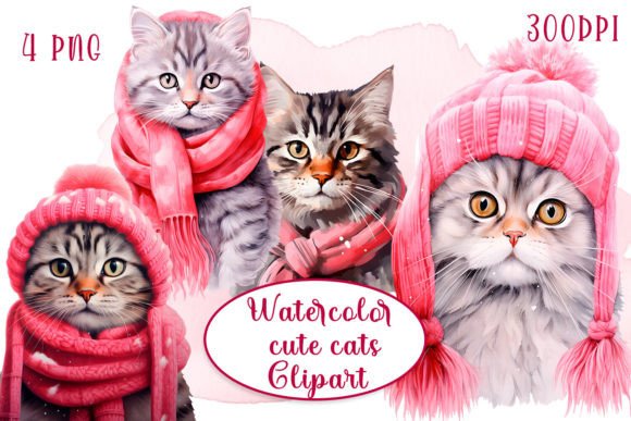 Cute Cats Watercolor Illustrations for Web Design