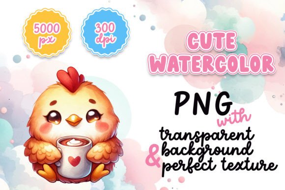 Cute Watercolor Chicken Illustrations for Cozy Content
