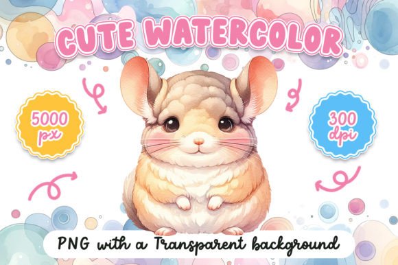 Cute Watercolor Chinchilla Illustrations for Blogs