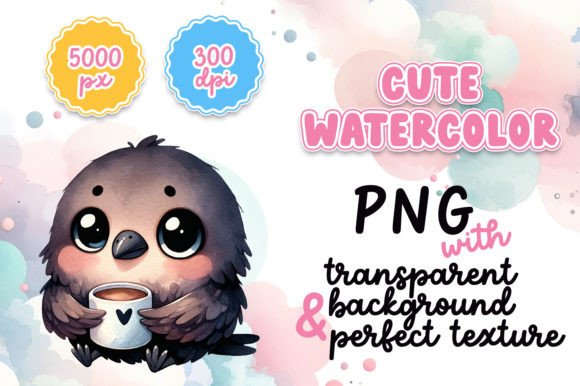 Cute Watercolor Crow Illustrations for Cozy Crafts