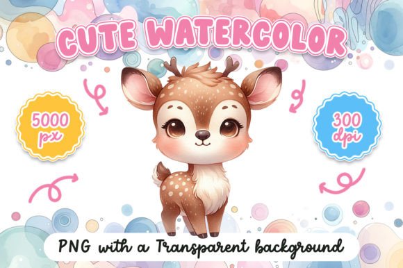 Cute Watercolor Deer: Illustrations for Branding