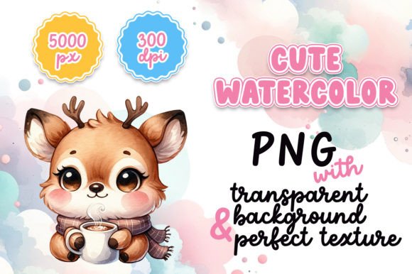 Cute Watercolor Deer Illustrations for Cozy Crafts