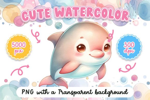 Cute Watercolor Dolphin: Illustrations for Branding