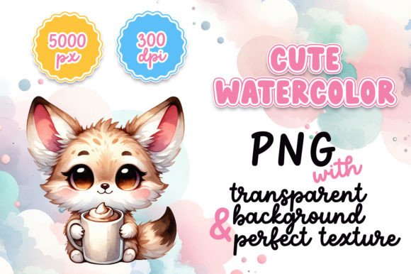 Cute Watercolor Fennec with Hot Cocoa: A Stitch Test