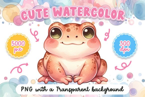 Cute Watercolor Frog Illustrations for Editorial Design