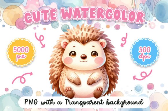Cute Watercolor Hedgehog Illustrations for Crafters