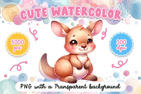 Cute Watercolor Kangaroo Illustrations for Client Projects