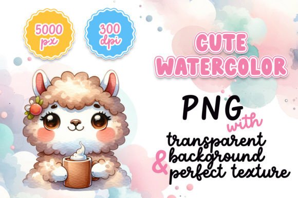 Cute Watercolor Llama Illustrations for Cozy Crafts