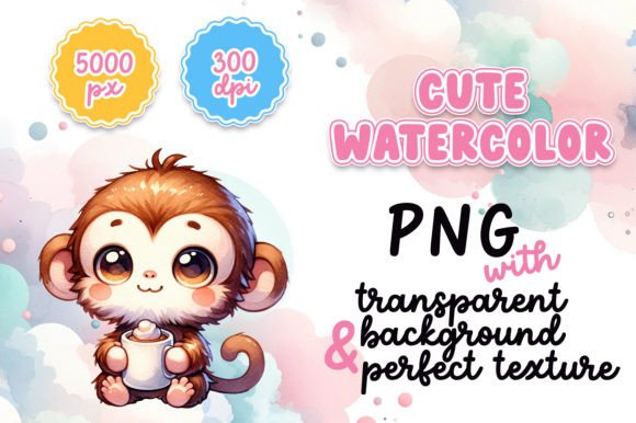 Cute Watercolor Monkey Illustrations for Cozy Crafts