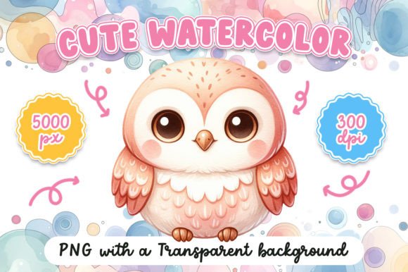 Cute Watercolor Owl Illustrations for Handmade Crafts