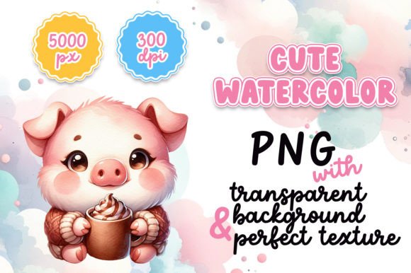 Cute Watercolor Piglet with Hot Cocoa Review