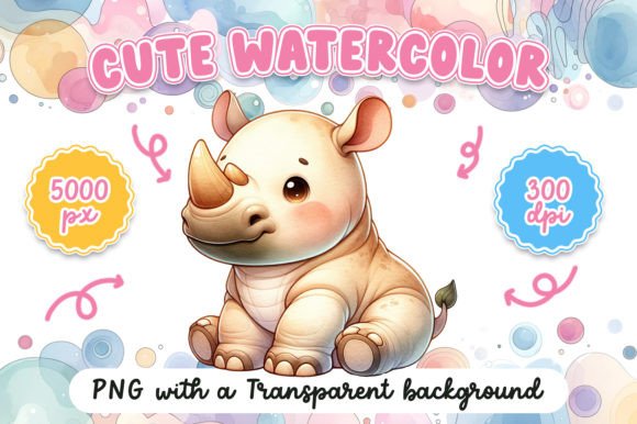 Cute Watercolor Rhino: Illustrations for Local Branding