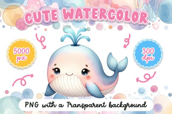 Cute Watercolor Whale: Illustrations for Client Projects