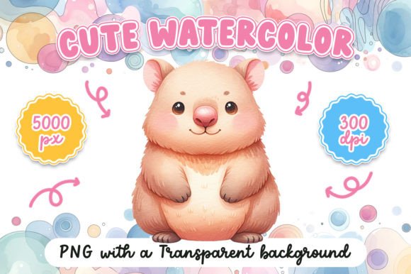 Cute Watercolor Wombat: Illustrations for Digital Products