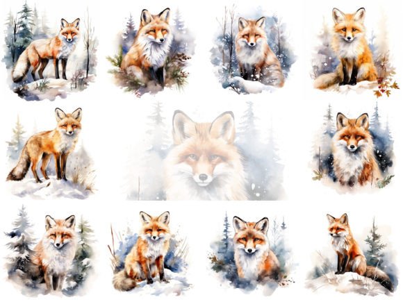 Fox in Winter Watercolor Bundle: Illustrations Review