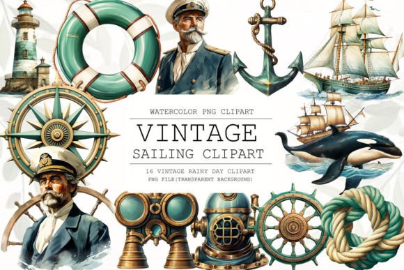 Maritime Adventures Watercolor Clipart Illustrations