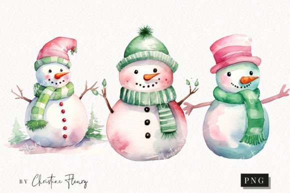 Pastel Watercolor Snowman Clipart: Illustrations Review