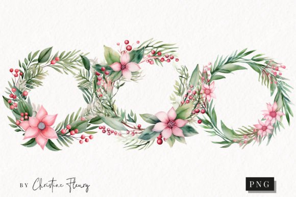 Pastel Watercolor Wreath Clipart: Illustrations for Brands