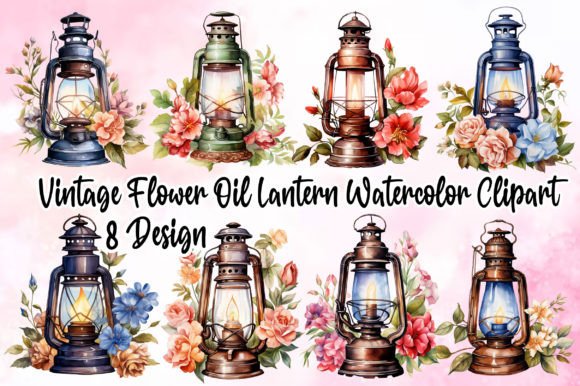 Vintage Flower Oil Lantern Illustrations Review
