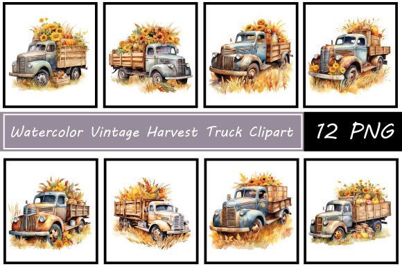 Vintage Harvest Truck Illustrations for Branding