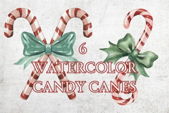 Watercolor Candy Canes Clip Art: Festive Illustrations