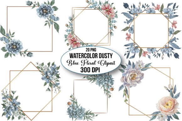 Watercolor Dusty Blue Floral Clipart Illustrations Review