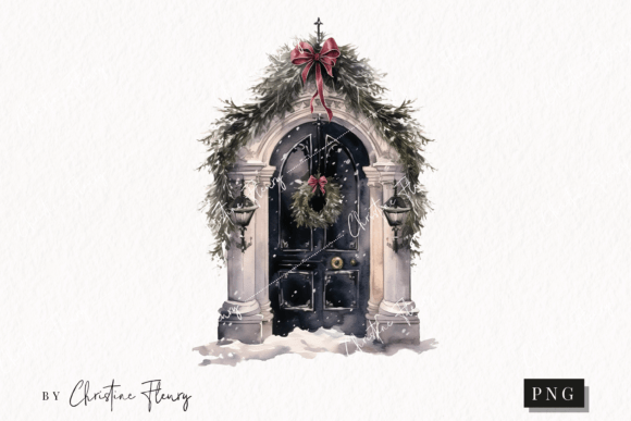 Watercolor Goth Door Illustrations for Editorial Design