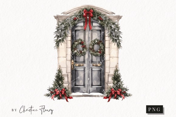 Watercolor Goth Front Door Clipart: Illustrations for Crafters