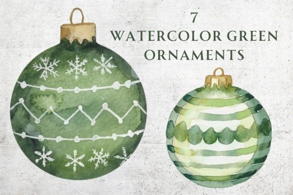Watercolor Green Ornaments Clip Art Illustrations Review