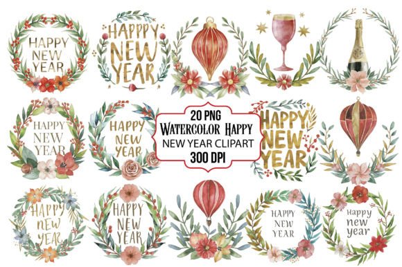 Watercolor Happy New Year Clipart Review