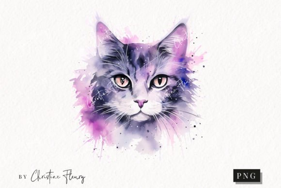 Watercolor Pastel Cat Clipart: Illustrations for Selling