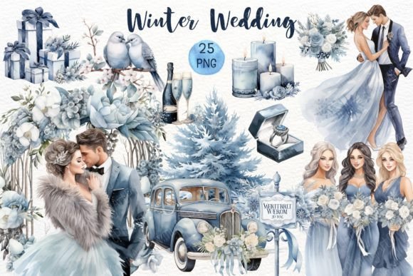 Winter Wedding Watercolor Sublimation Illustrations Review